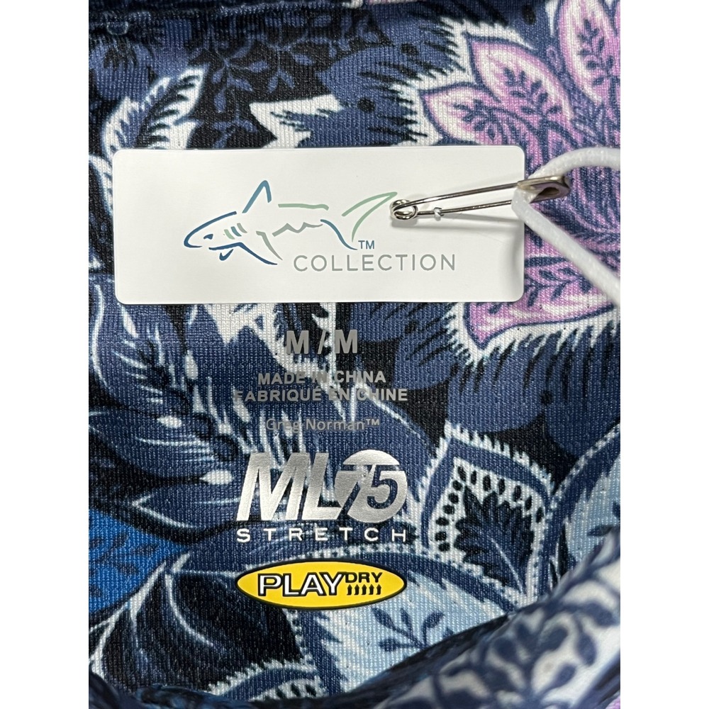 Greg Norman Women Golf Polo Shirt M Lilac Crest Heather Floral ML75 Play Dry NEW - Picture 8 of 8
